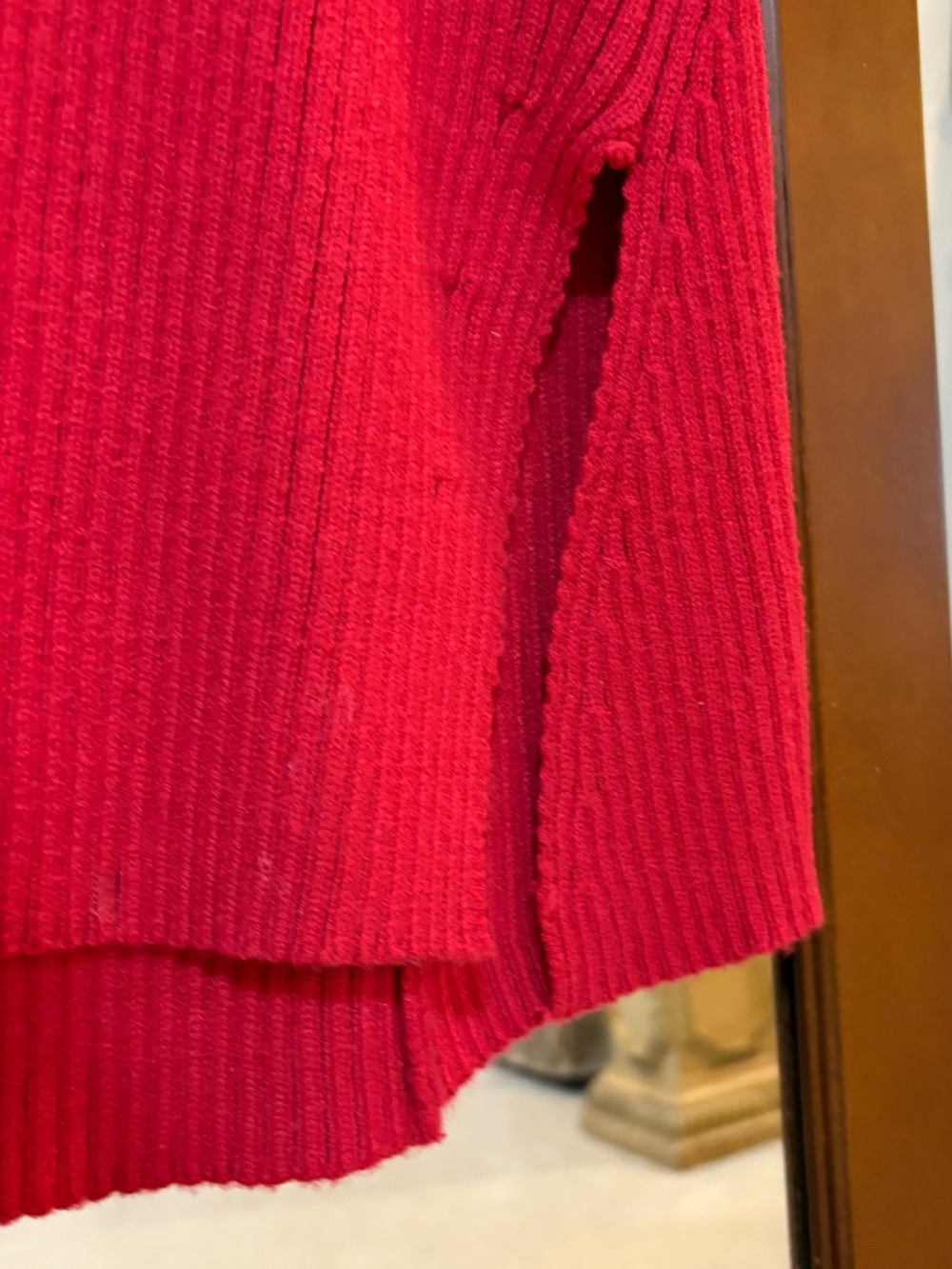 Frankie's Bikinis Red Ribbed V-Neck Slit Midi Dress - Picture 3 of 5